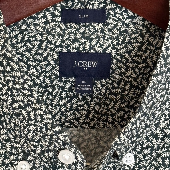 J. Crew Men's Green Patterned Slim Long Sleeve Button Down Shirt Sz XL - Picture 3 of 5